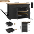 thumbnail image 3 of Homfa 41" Kitchen Island with Drop Leaf and Power Outlet, Rolling Kitchen Cart on Wheels with 3 Drawers, Spice Rack, Trash Bin Cabinet, Black, 3 of 10