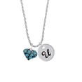 thumbnail image 1 of Delight Jewelry Silvertone Hot Blue Cheetah Print Heart Silvertone Script Initial Disc - U - Charm Necklace, 20"+3", 1 of 4
