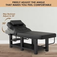 thumbnail image 6 of Pro Heavy Duty Stationary Massage Treatment Table,Salon Beauty Facial Bed Adjustable Backrest with Open-Chest,Headrest Metal Frame PU Leather for Spa,Tattoo,Esthetician(Black), 6 of 19