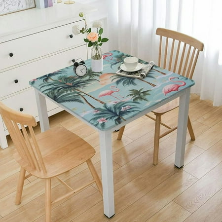 

ONETECH Palm Trees Flamingos Kitsch Square Tablecloth Outdoor Picnic Camping and Indoor Kitchen Dining Party 100% Polyester Fiber 36*36