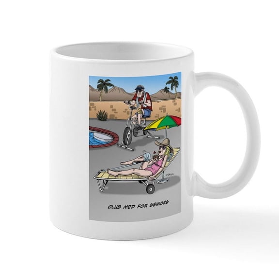 CafePress - Club Med For Seniors Mugs - 11 oz Ceramic Mug - Novelty Coffee Tea Cup