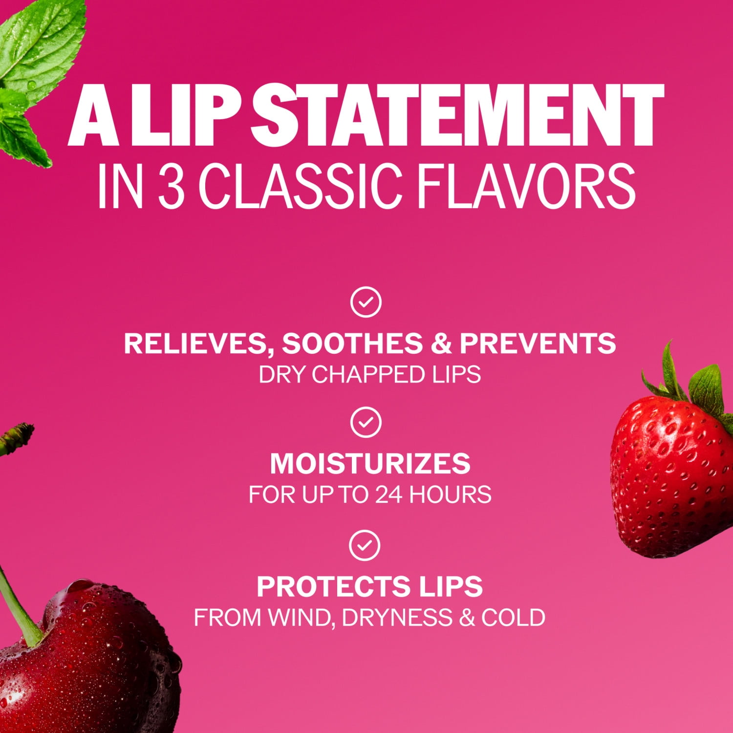 ChapStick Variety Pack: Classic Cherry, Spearmint & Strawberry Lip Balm, 0.15 oz, 3 Pack