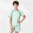 thumbnail image 6 of Amidoa Girls 2 Piece Outfits Summer Clothes T Shirt Short Sleeve and Casual Short Kids Clothing Sets Green Size 12, 6 of 8