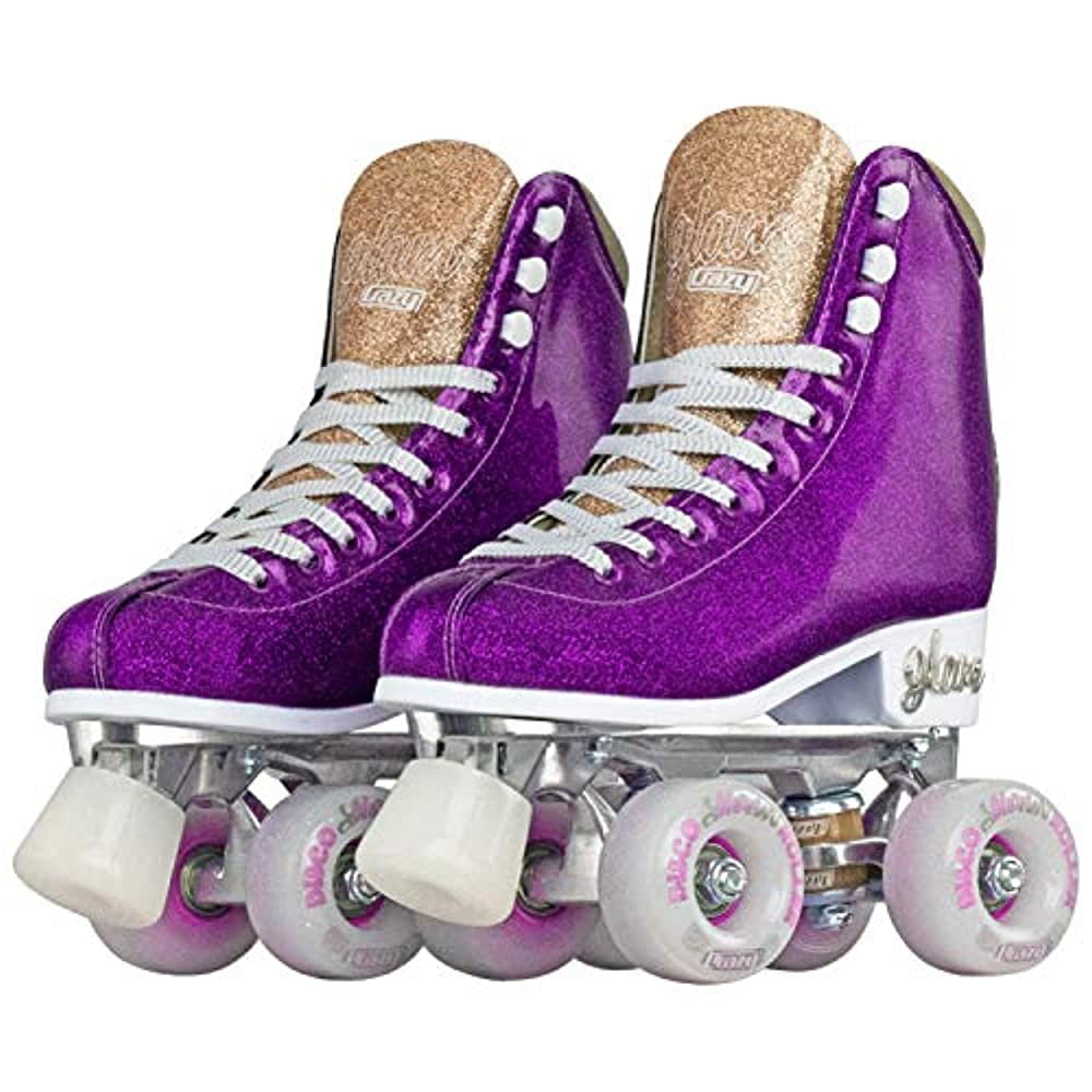 size 1 Details about   CRAZY Skates Disco Glam Purple and Gold Glitter Kids Roller Skates Jr