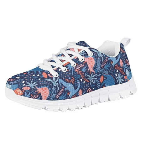 

Pzuqiu Cute Cartoon Dinosaur Print Kids Walking Shoes Breathable Air Mesh Shoes Casual Sneakers Lightweight Child Shoes Size 13