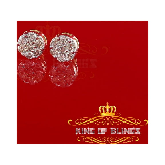 King of Bling's 10K Real Yellow Gold with 1.25CT Real Diamond Men's/Women's Stud Round Earrings