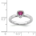 thumbnail image 5 of 925 Sterling Silver Stackable Expressions Cr. Ruby Heart Diamond Ring Size: 8; for Adults and Teens; for Women and Men, 5 of 5
