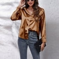 thumbnail image 4 of Babysbule Womens Tops Long Sleeve Women Fashion Turndown Collar Long Sleeve Solid Color Casual Shirt Tee Tops, 4 of 6