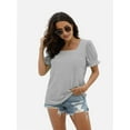 thumbnail image 5 of Women Summer Square Neck Ruffled Tops Short Sleeve Blouse Casual T-Shirt Top, 5 of 5