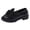 Black, variant on HomeDM Low Chunky Loafers for Women Round Toe Slip-On Platform Comfort Business Work Office Shoes, Size 7