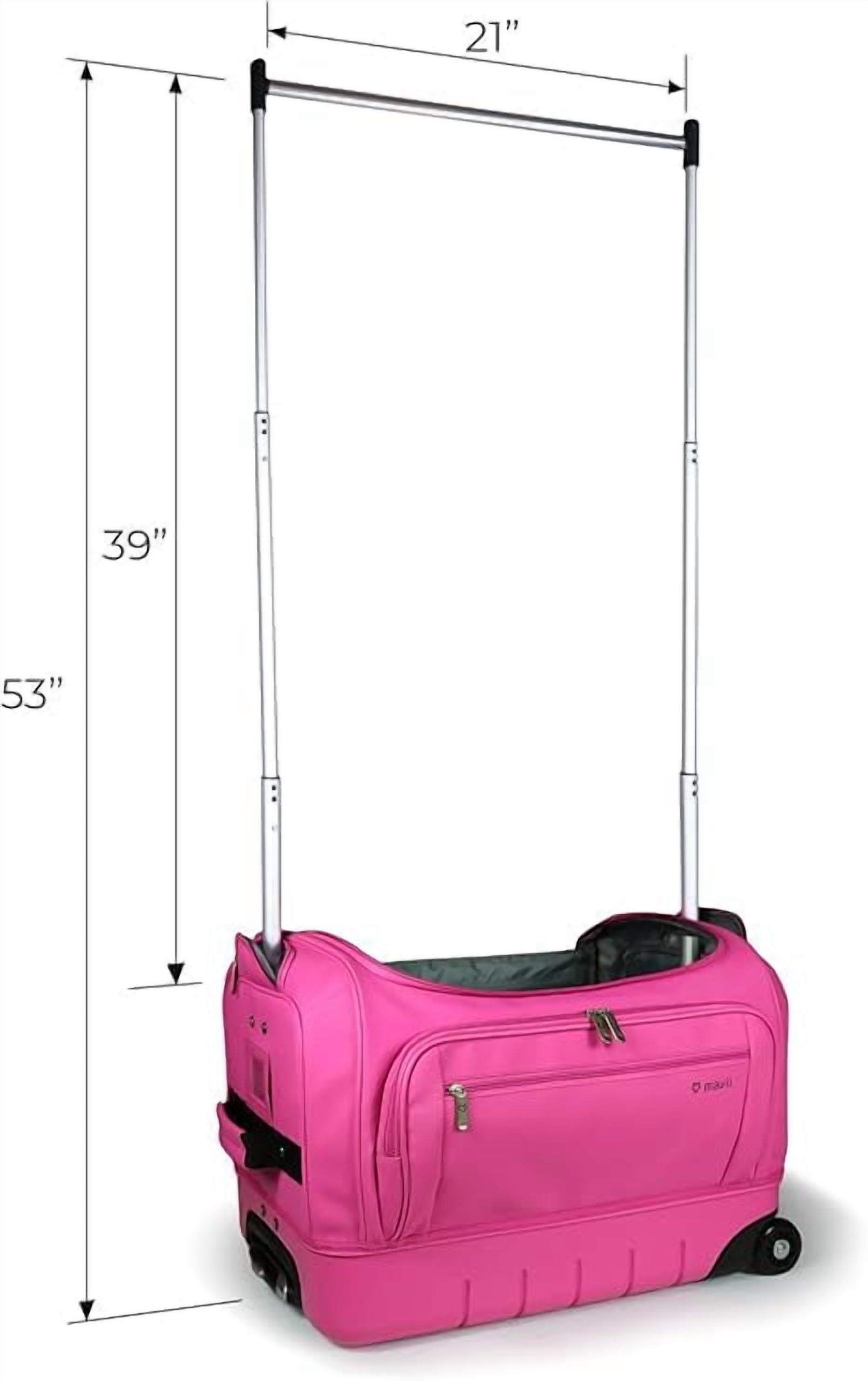 Mavii Dance Bag With Garment Rack, New 22" Hybrid Garment Rack Duffel, Hardside Bottom Collapsible Travel Bag, Hot Pink