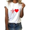 thumbnail image 1 of PENGXIANG Mode Femmes T-Shirt Ample à Manches Courtes Imprimé Cœur T-Shirt Décontracté Col Rond pour Femmes, 1 of 6