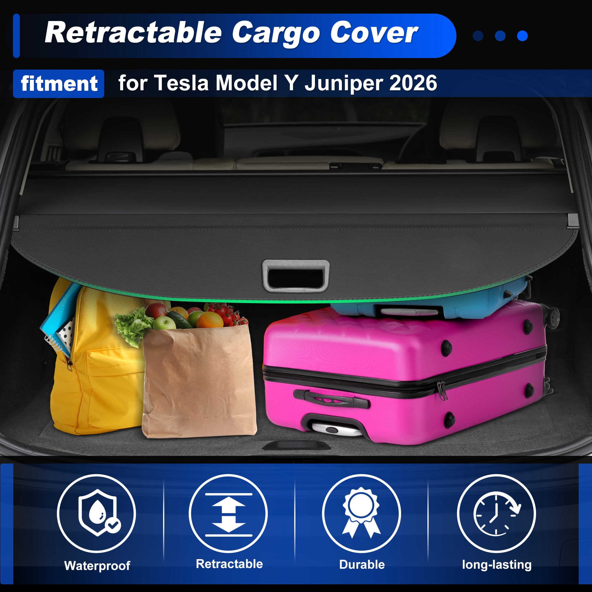 Unique Bargains Cargo Cover for Tesla Model Y Juniper 2026 Trunk Shield Shade Cover