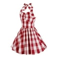 thumbnail image 4 of Fshinging Toddler Baby Girls Dresses Summer Sleeveless Plaid Pink Party Fashion Spring Summer Clothes Size 5-6 Years, 4 of 6