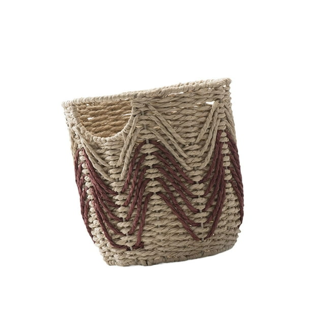 Cesta de almacenamiento de cuerda de papel tejida, organizador portátil para organizar artículos decorativos para el dormitorio, el hogar, el baño y Rojo