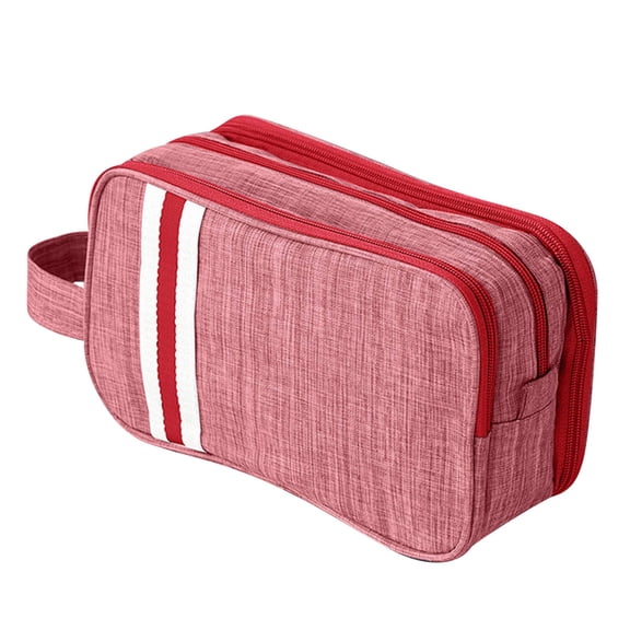 Byujiro Water-Resistant Striped Travel Toiletry Bag Portable Multi-Purpose Cosmetic Organizer Large-Capacity Makeup & Grooming Pouch with Handle