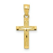 10k Yellow Gold Polished Sparkle Cut Religious Faith Cross Pendant Necklace Measures 20x11mm Wide - Pendant for Women