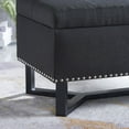 thumbnail image 3 of Emerson Fabric Studded Double Bench Ottoman (Black), 3 of 3
