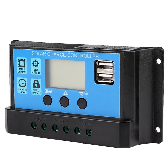 Controlador de carga solar, cargador de batería solar PWM automático de 40 A, 12 V y 24 V, controlador solar PWM de diseño aerodinámico