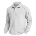 thumbnail image 7 of LTTVQM Men's Polo Shirts Waffle Textured Heavyweight Knitted 2026 Winter Shirts Casual Oversized Long Sleeve Golf T-Shirt Light Gray 3XL, 7 of 7