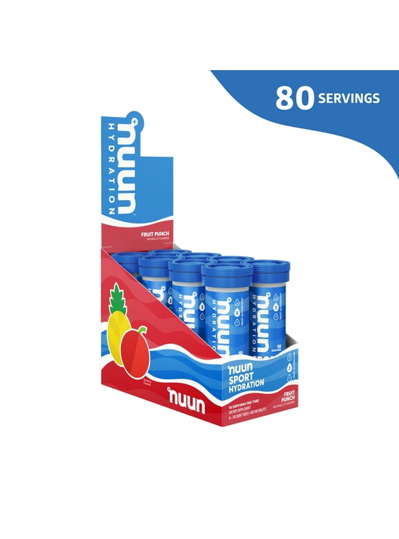 Nuun Sport Electrolyte Tablets for Proactive Hydration, Fruit Punch, 8 - 10 Count Tubes