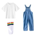 thumbnail image 2 of Boys Overalls Classic Jean Overallswith White T-shirt Sleeveless Dungarees Tween Girl Outfits 12-13 Years, 2 of 5