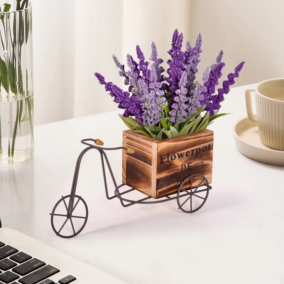 Metal Planter Stand Bicycle Decor, Vintage Iron Bicycle For Desk Entryway Potted Silk Flower Planter Home Decor
