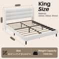 thumbnail image 3 of Frostbloom King Size Velvet Upholstered Platform Bed Frame with Wingback Headboard, No Box Spring Needed, White, 3 of 8