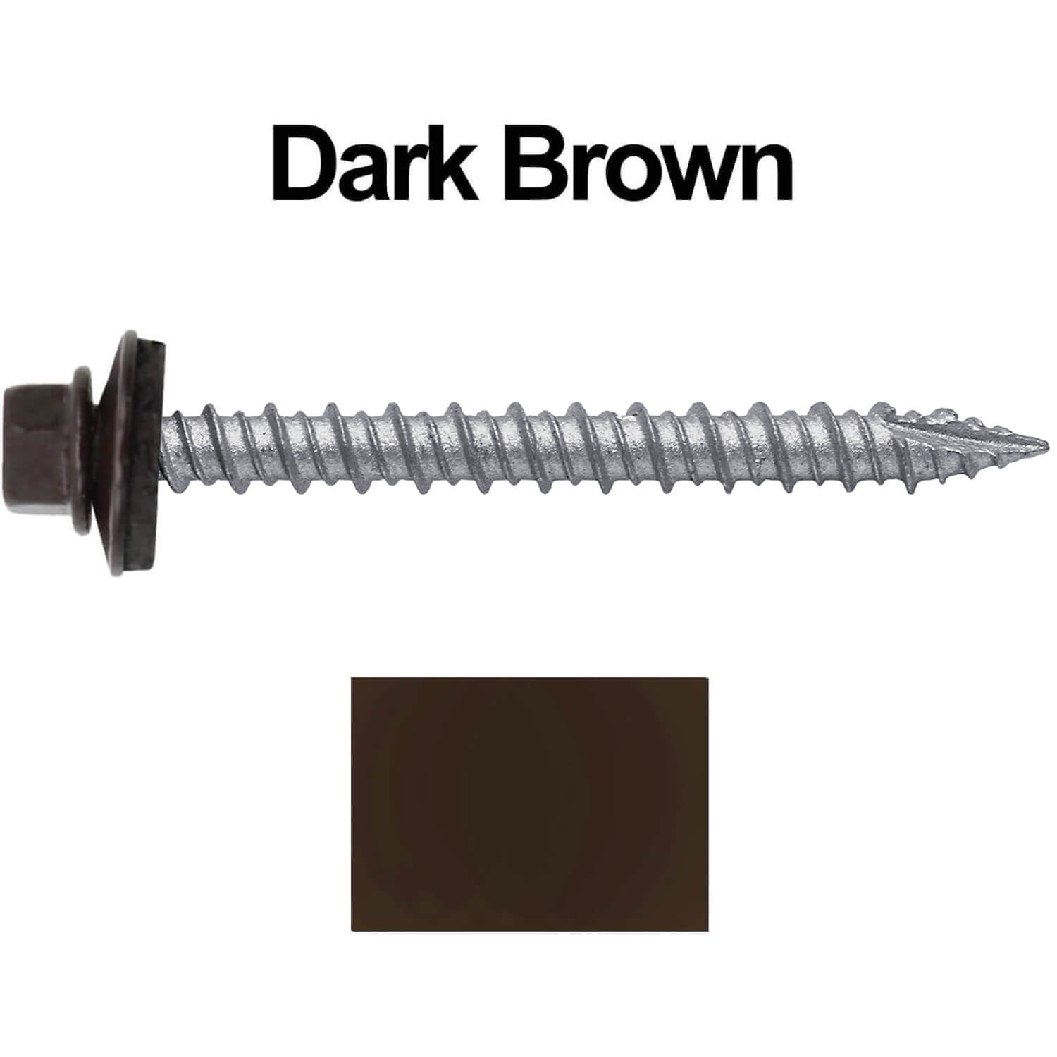 Screws x 2-1/2 Dark Brown Hex Washer Head Sheet Metal Roof Screw 250 #10 Metal Roofing Screws: Self Starting/Tapping EPDM Washer Colored Head for Corrugated Roofing 