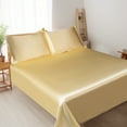 thumbnail image 4 of Btomtd 3Piece Ice Silk Bed Sheets Set in Solid Color Cool and Machine Washable Includes Friendly Silk Bed Sheet with 2 Pillowcases Queen King Comforter Set, 70.86'x90.55', Yellow-M, 4 of 8