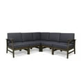 thumbnail image 3 of Danielle Outdoor 5 Piece Acacia Wood Sectional Sofa Set, Gray and Dark Gray, 3 of 11