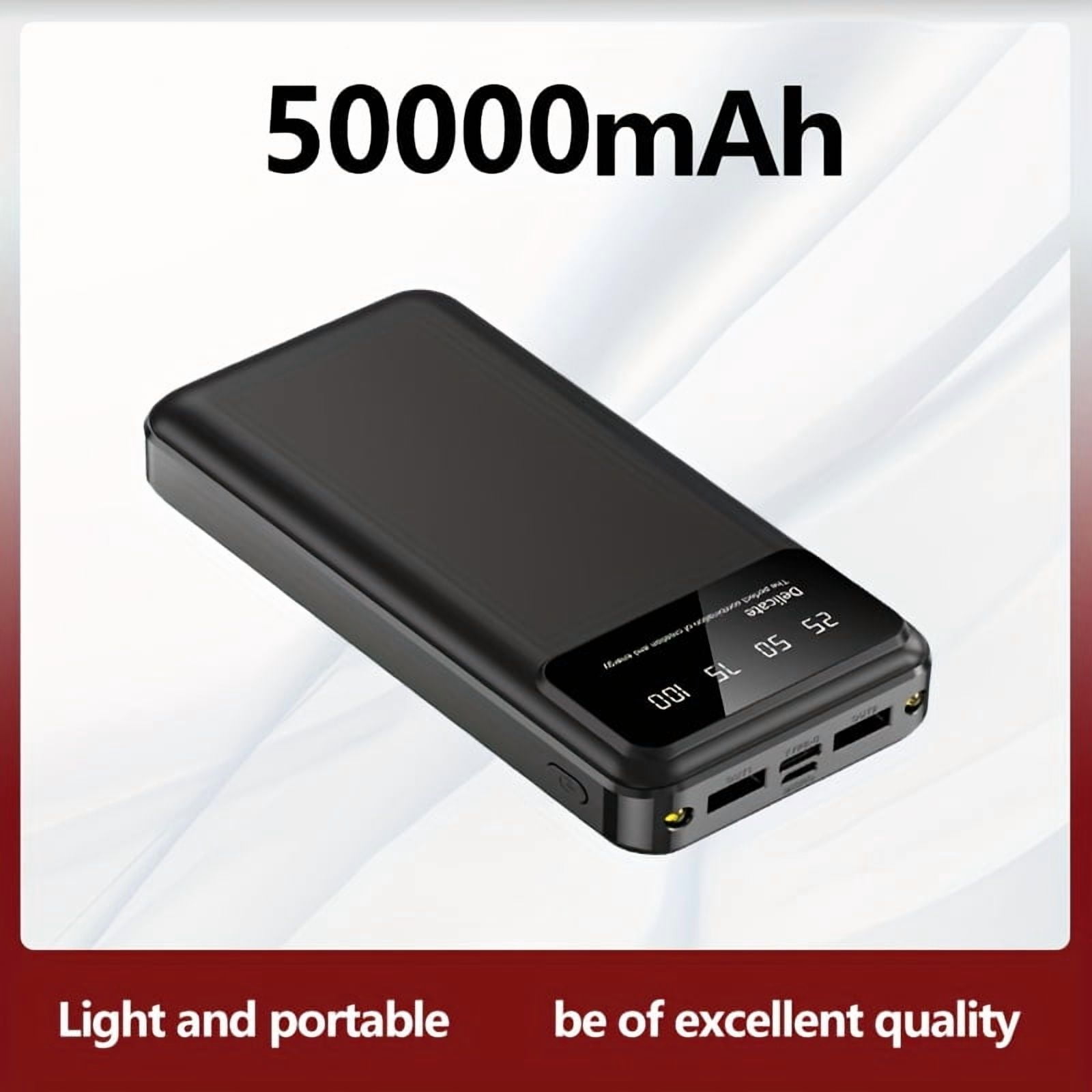 50000mAh Power Bank with LED Display & Flashlight, Portable Charger for Phone Android Devices, Outdoor Emergency Mobile Battery