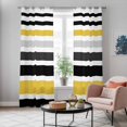 thumbnail image 5 of Yellow Black Stripe Kitchen Curtains 96 Inch Length, Modern Abstract Art Coarse Striped Grommet Top Bedroom Living Room Curtains, Light Filtering Cafe Curtain Drapes 2 Panels Set 104''x96'', 5 of 9