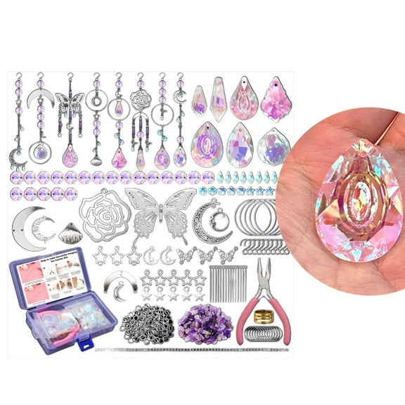 SDFGTstore 200Pcs Crystals Suncatchers Making Set Craft for Adult Maker Pendant Chain