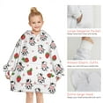 thumbnail image 6 of White Cow Strawberry Heart Pattern Blanket Hoodies for Kids 6-13YR Oversize Wearable Blanket Hoodies for Boys Girls Teens, 6 of 7