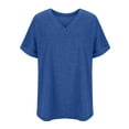 thumbnail image 5 of NTACZA Short Sleeve Summer Tops for Women Cotton Blue Plus Size V-Neck T-Shirts Ladies Blouses L, 5 of 6