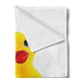 thumbnail image 2 of Rubber Duck Soft Flannel Fleece Blanket, Yellow Squeak Ducky Toy Fun Bubble Bath Animal Kids Room Duckling Print, Cozy Plush for Indoor and Outdoor Use, 50" x 60", White and Yellow, by Ambesonne, 2 of 5