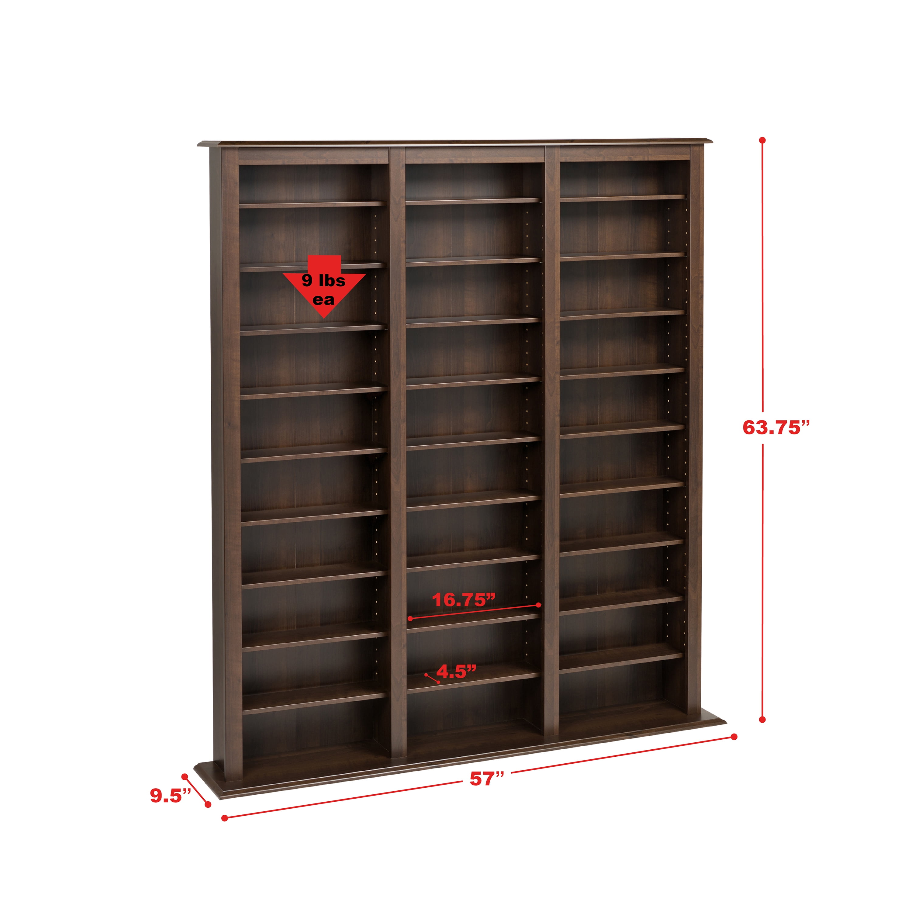 Prepac Triple Width Storage Barrister Tower, Espresso