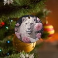 thumbnail image 3 of White Lion And Pink Roses Ceramics Ornaments Lion Rose Floral Double-Sided Printed 3" Ceramic Christmas Ornament Christmas Tree Hanging Accessories Holiday Present, 3 of 8