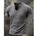thumbnail image 5 of Men's Frayed Edge V-Neck T-Shirt, Crinkle Washed Cotton Blend Short Sleeve Tee with Raw Hem Size S-5XL Gray, 5 of 5