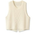 thumbnail image 3 of Iyufng Sweater Vest Women Cable Knit Vintage Sleeveless Crewneck Knitwear Casual Fashion Solid Color Lightweight Knitted Pullover Tank Tops Fall Winter White, 3 of 7