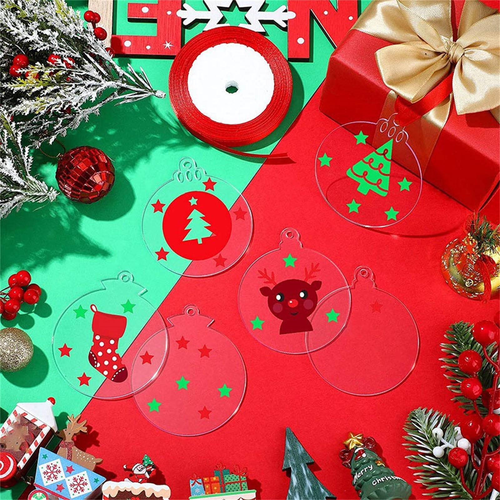 Cadorn 30PC DIY Clear Christmas Ornament Craft Kits - Versatile for Christmas Art, Crafts, and Wedding Decor Supplies