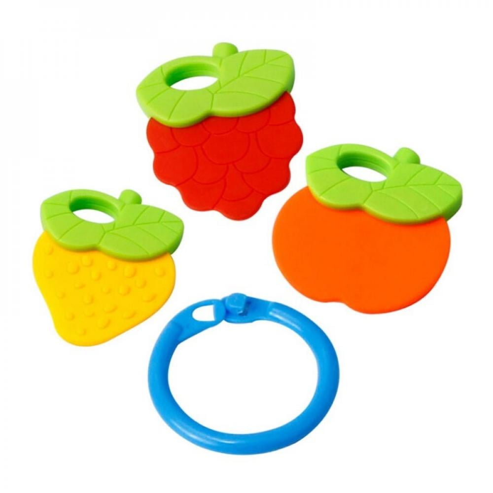 Shop Clearance! Baby Silicone Teether Toys Friut Shape Teething Chew Rings For Infant Newborn