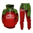 thumbnail image 2 of Conjunto de sudadera con capucha y pantalones con estampado navideño en 3D, ropa informal para hombres y mujeres, 2 of 5