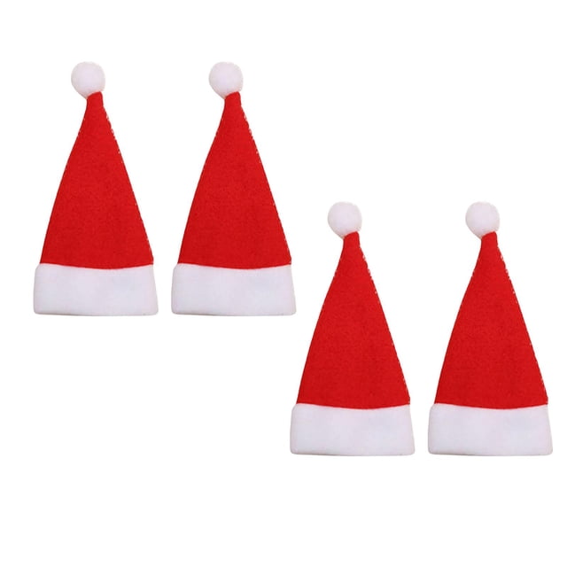 4 Uds. de tapa para botellas de vino, Mini gorro de Papá Noel para Navidad, manualidades, suministros para fiestas