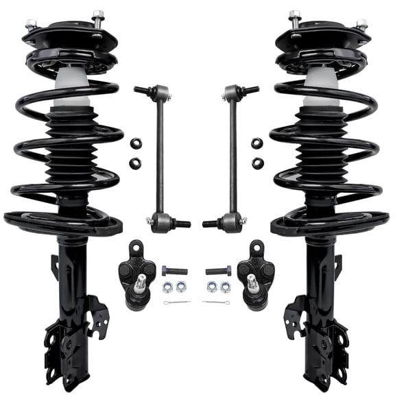 Detroit Axle - 6pc Front Suspension Kit for 04-06 Toyota Camry Solara Lexus ES330, 2 Ready Struts w/Coil Spring 2 Sway Bar Links 2 Lower Ball Joints 2004 2005 2006 Replacement