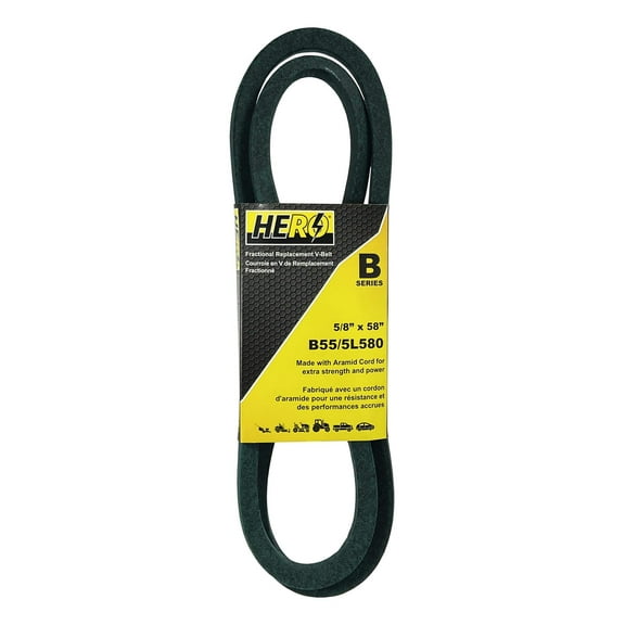 HERO® 5/8 inch x 58 inch Aramid Kevlar Lawn Mower Belt Replacement For Reference B55 5L580