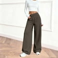 thumbnail image 6 of Womens Wide Leg Sweatpants High Waisted Drawstring Baggy Pants Workout Joggers Trouser with Pockets Brown M, 6 of 8