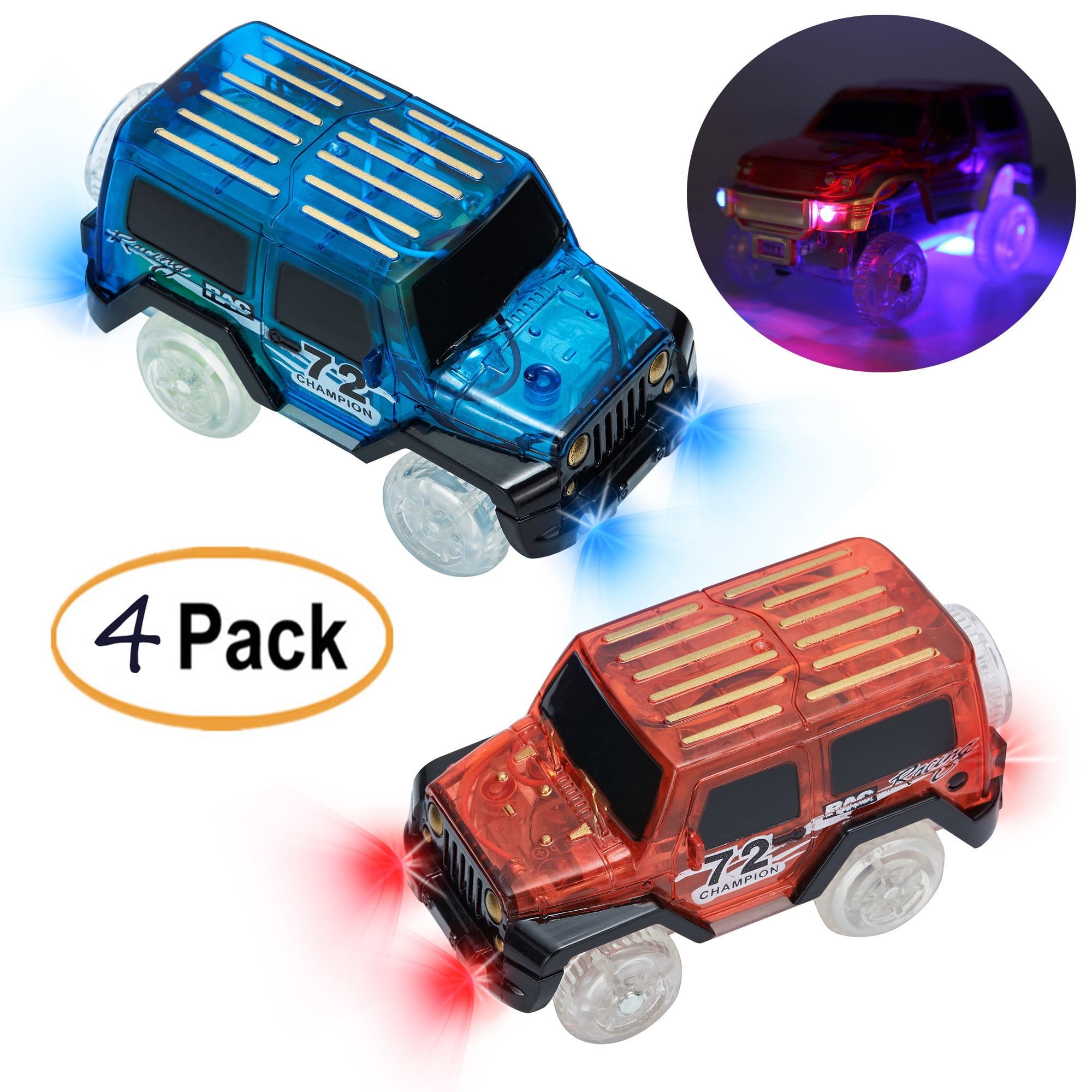 FOCUSSEXY Light up Cars Toys Magic toy tracks Cars Looping Race Run Set