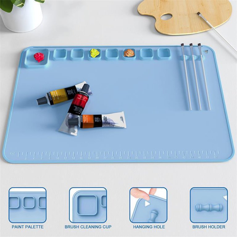 Silicone Craft Mat, Silicone Mat for Resin Casting, Non Stick Silicone  Sheet, Silicone Craft Mat with Cleaning Cup for Painting, Art, Clay and  Play 